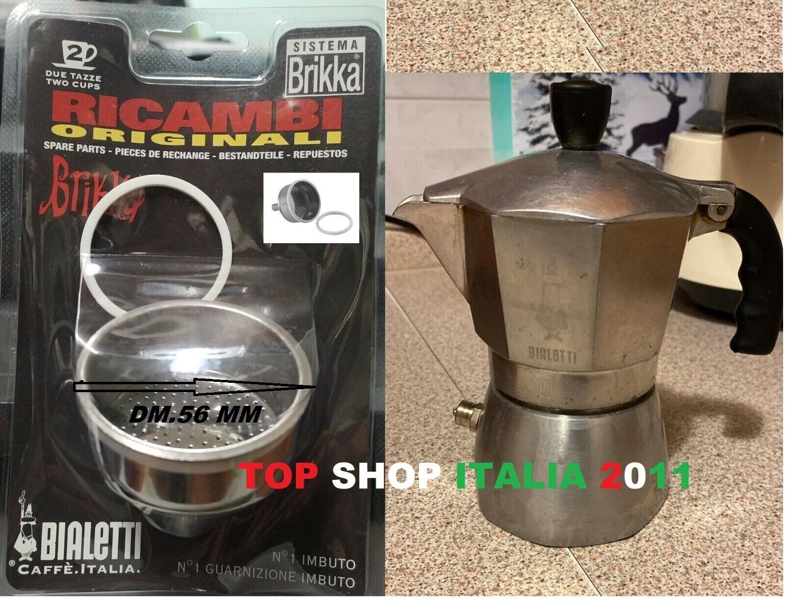 BIALETTI IMBUTO 2 TAZZE ACCIAIO PER CAFFETTIERA BRIKKA RICAMBIO ORIGINALE 2 2023