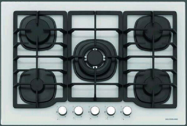 Silverline Piano Cottura 5 fuochi a Gas Incasso (1 Wok) 75 cm Bianco CS5405W01