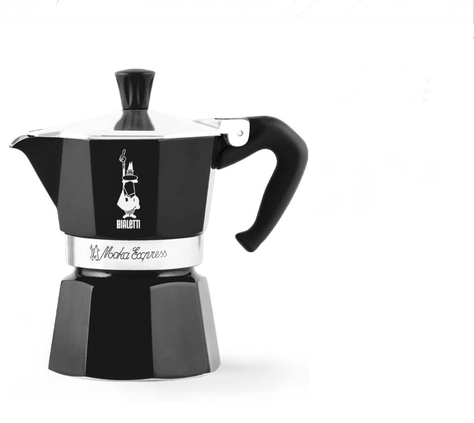 Bialetti Moka Express 3 Tazze Black In Alluminio Manico Antiscottatura