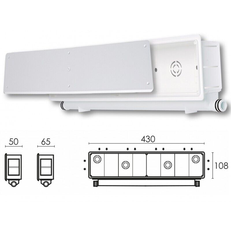 SCATOLA PREDISPOSIZIONE CORNICE CASSETTA Doppia sx dx 430x108x65 CLIMATIZZATORE