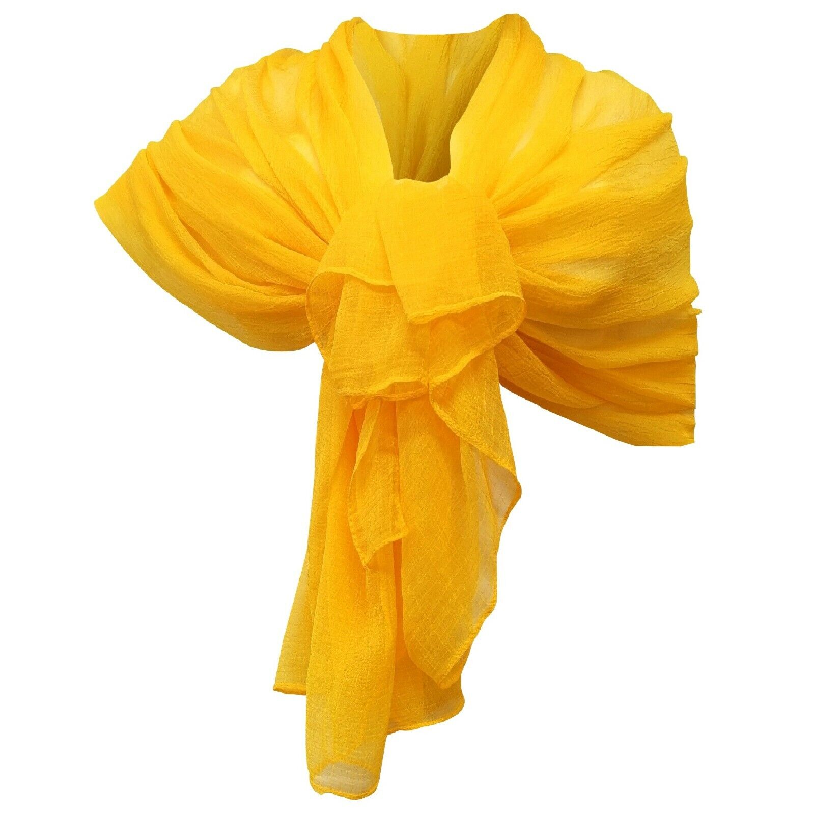 Elegante Sciarpa Sciale Donna Coprispalle Cerimonia in Crepon Giallo
