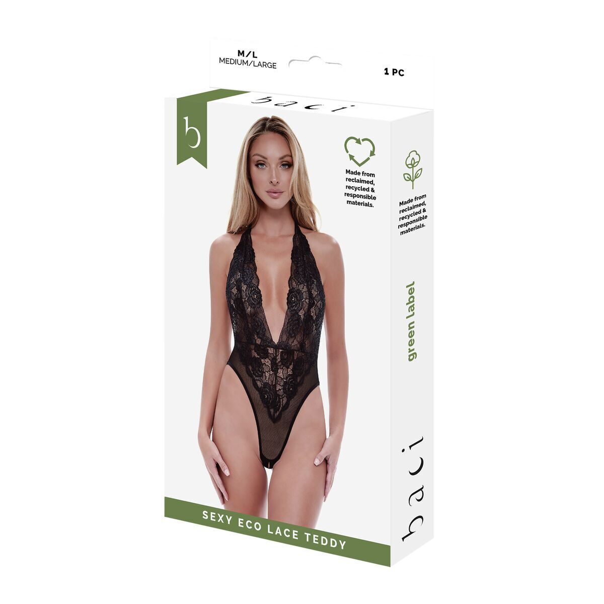 Set di Lingerie Baci Lingerie Eco Lace Teddy Nero [M/L]