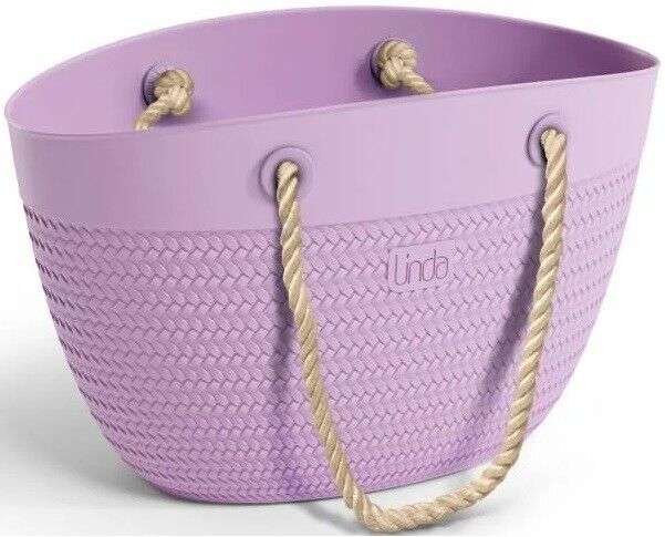 BORSA SPIAGGIA SHOPPING LINDA BAG ITALY LILLA MANICI CORDA CON POCHETTE