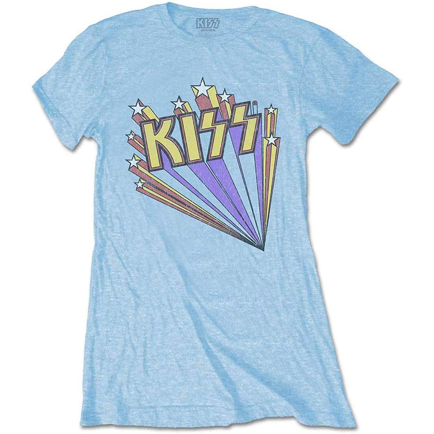 Abbigliamento Kiss: Stars Blue (T-Shirt Donna Tg. M)