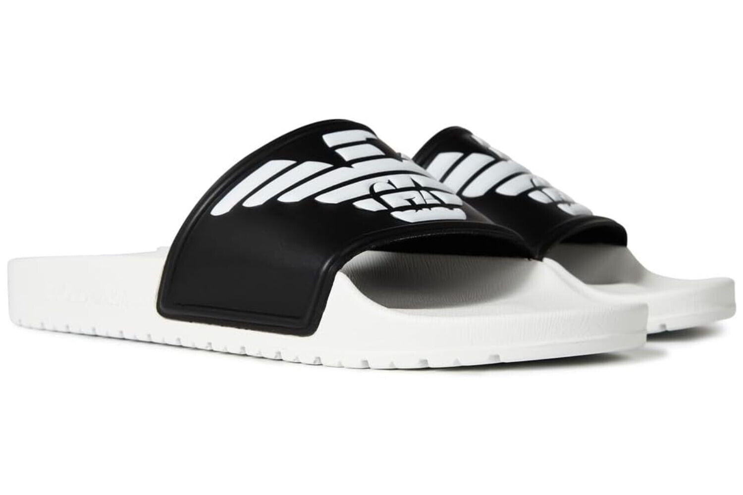 Infradito unisex Emporio Armani Beachwear bianco e nero 42
