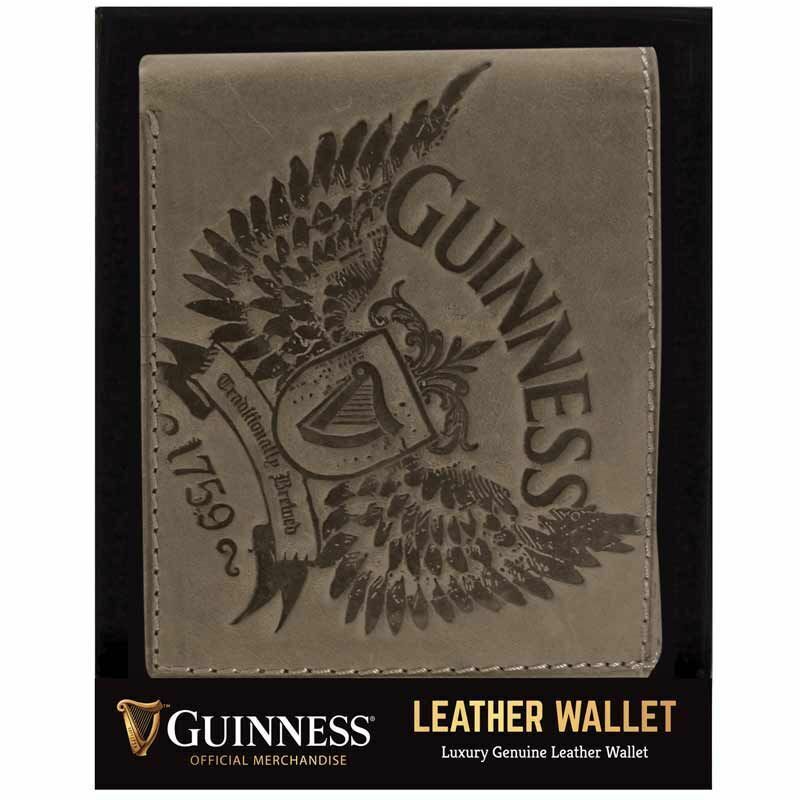 Portafoglio in pelle Guinness irlandese grigio bifold dall'Irlanda stock uffi...