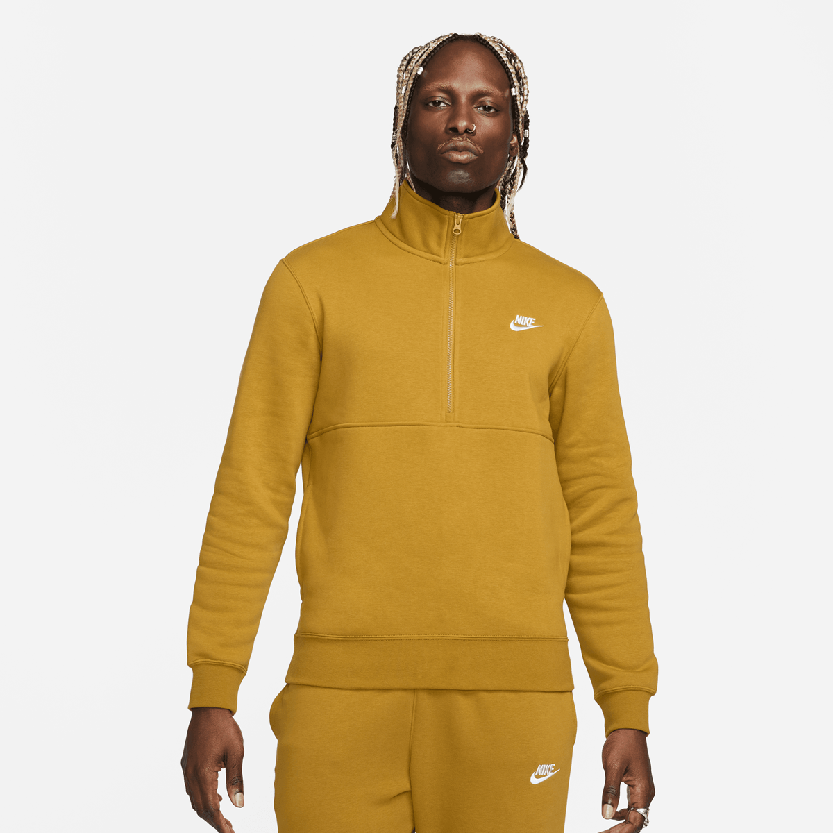 Nike Felpa Fleece Sportswear Con Zip Club Moro Uomo Modello: DD4732-716  Size L
