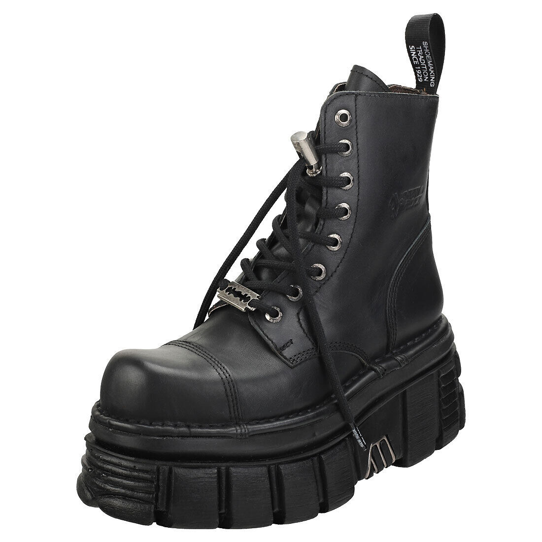 New Rock Combat Boots Unisex Black Stivali Platform - 40 EU