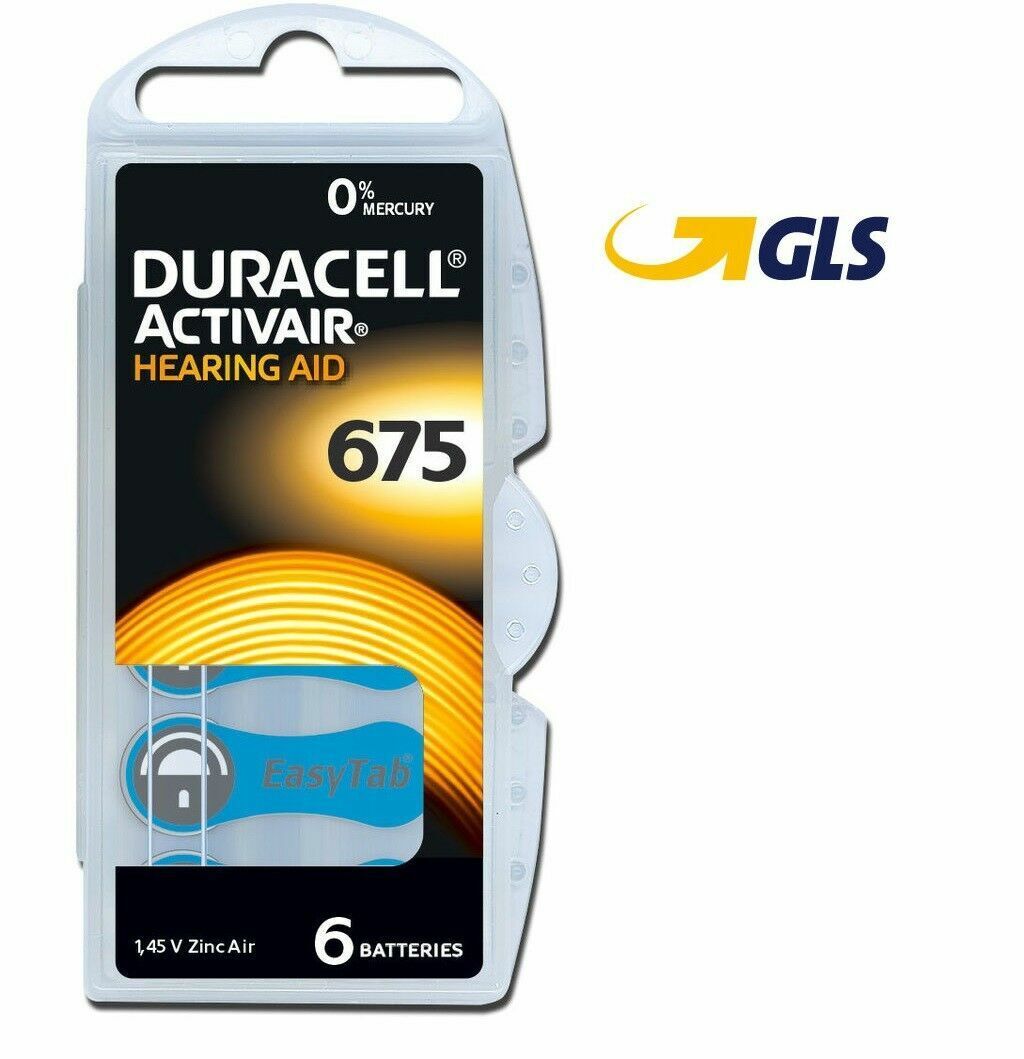 30 Batterie PILE DURACELL Activair 675 per Apparecchio acustico PROTESI  PR44