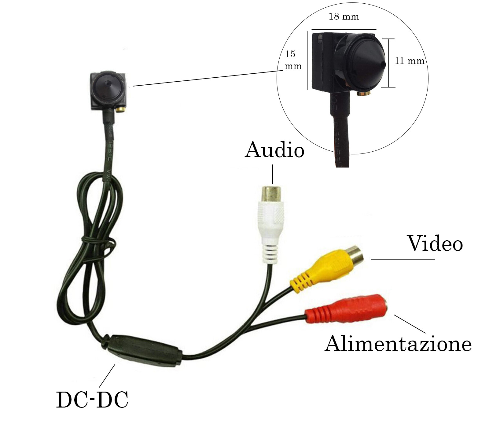 Telecamera AHD Microcamera Registratore Sicurezza Audio Video 202E