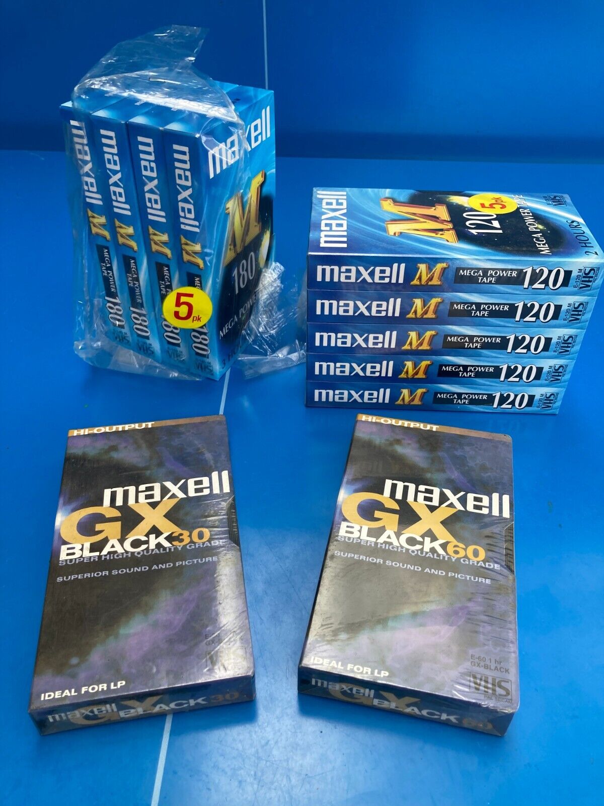 Set 11 Cassette VHS Vergini Maxell E-30 E-60 E-120 M E-180 Telecamera Nuove