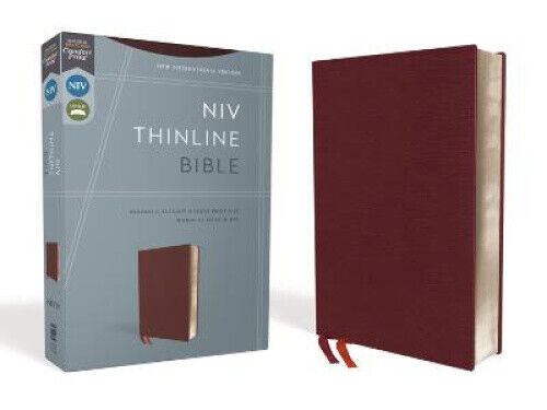 NIV, Thinline Bible, Bonded Leather, Burgundy, Red Letter Edition, Comfort Print