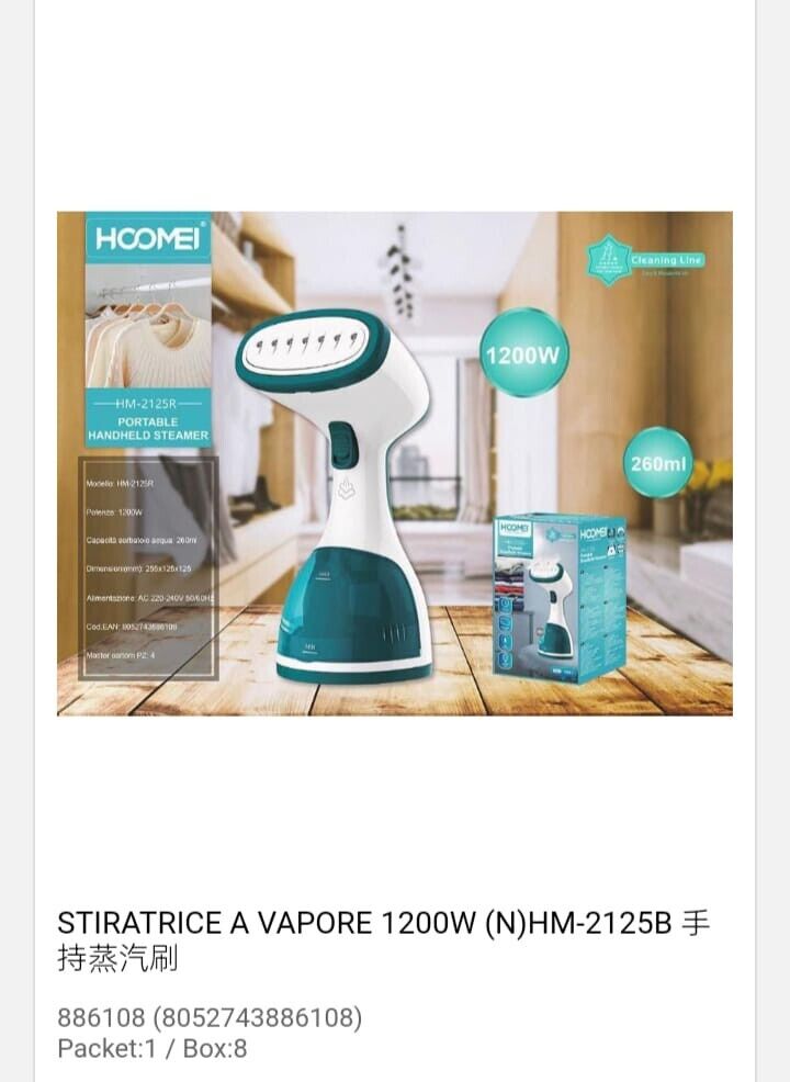 Stiratrice Verticale a Vapore Piastra in Acciaio Inox Riscaldamento Rapido 1200W
