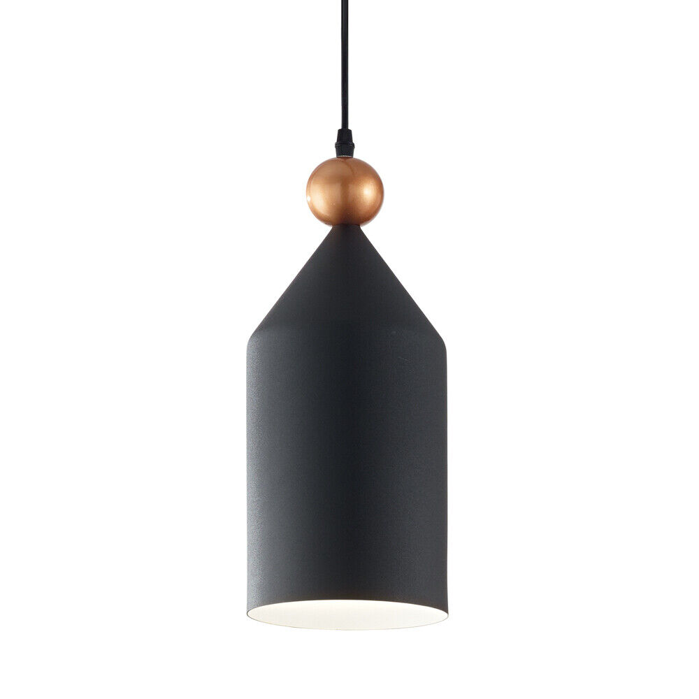 Sospensione Industrial-Minimal Triade-1 Metallo Grigio 1 Luce E27