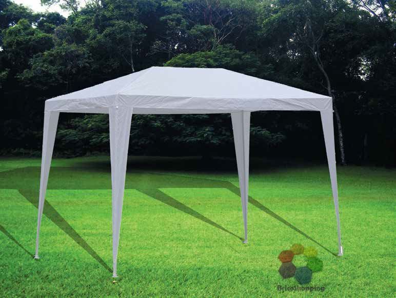 Gazebo Tubolare  Mt 2x3 Bianco Acciaio Telo Pe Fiera Mercatino Impermeabile Mare