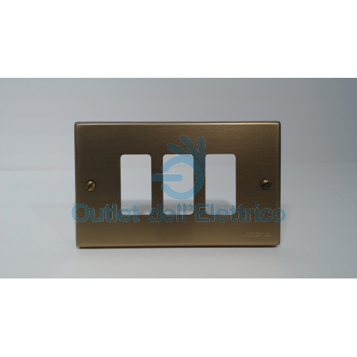 BTICINO MAGIC PLACCA CON VITI A 3 POSTI BRONZO 503/3BR