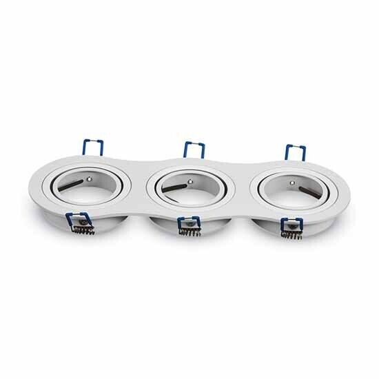 V-TAC VT-784RD Portafaretto rotondo incasso regolabile alluminio bianco per 3 la