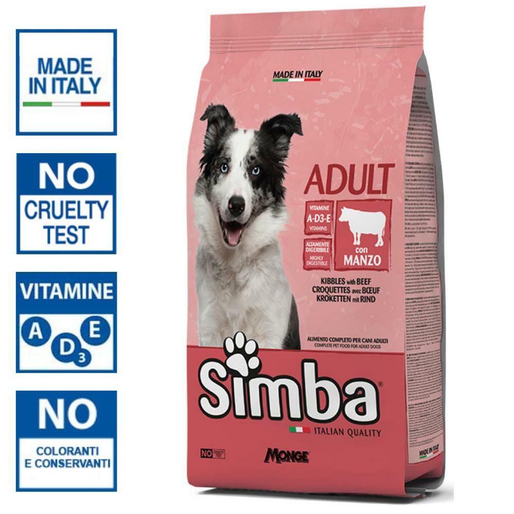 ALIMENTO CROCCHETTE CIBO CROCCANTINI MANGIME COMPLETO PER CANI 20kg manzo MONGE