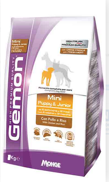 CROCCANTINI PER CANI KG. 3 MONGE GEMON DOG MINI PUPPY & JUNIOR pollo e riso