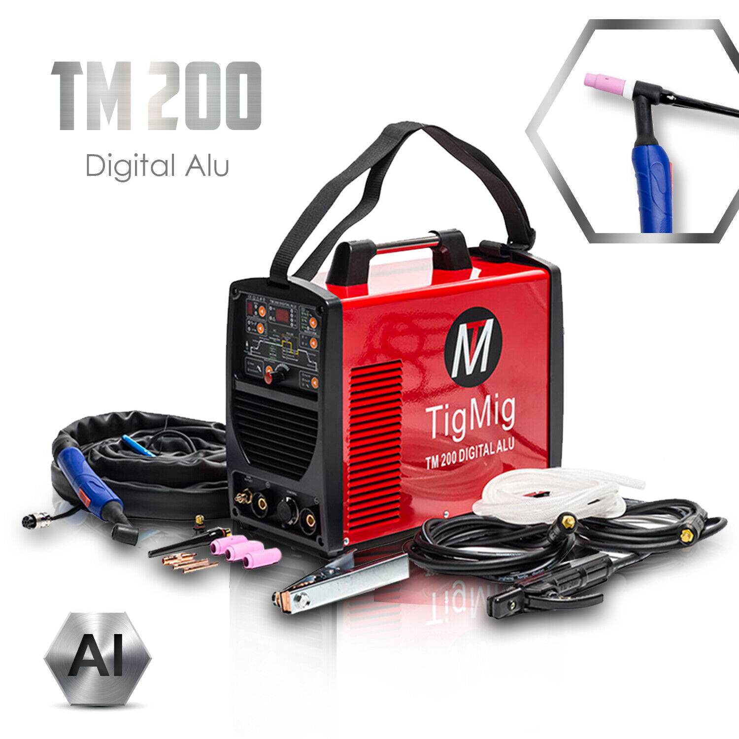 SALDATRICE INVERTER TIG WIG TM 200 DIGITAL AC/DC 200 A ALLUMINIO SALDATURA HF