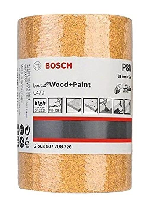 BOSCH 2608607708   Rollo papel maderaepintura C470: 93mm x5m G80