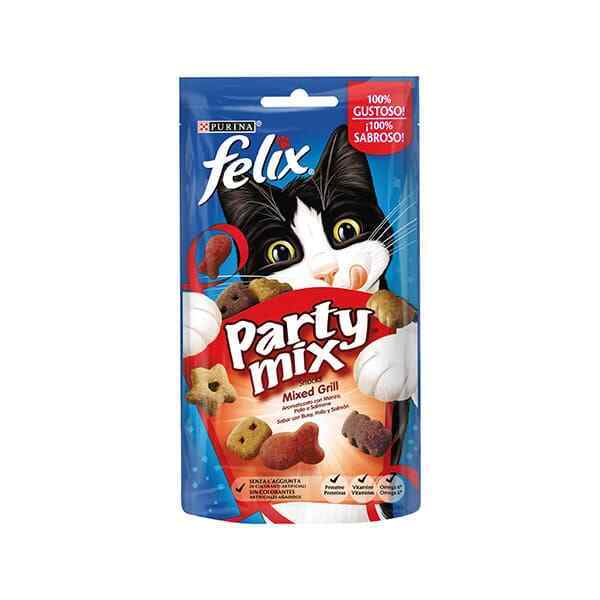 Felix Party Mix Gatto Mixed Grill Manzo, Pollo e Salmone, 60 Gr