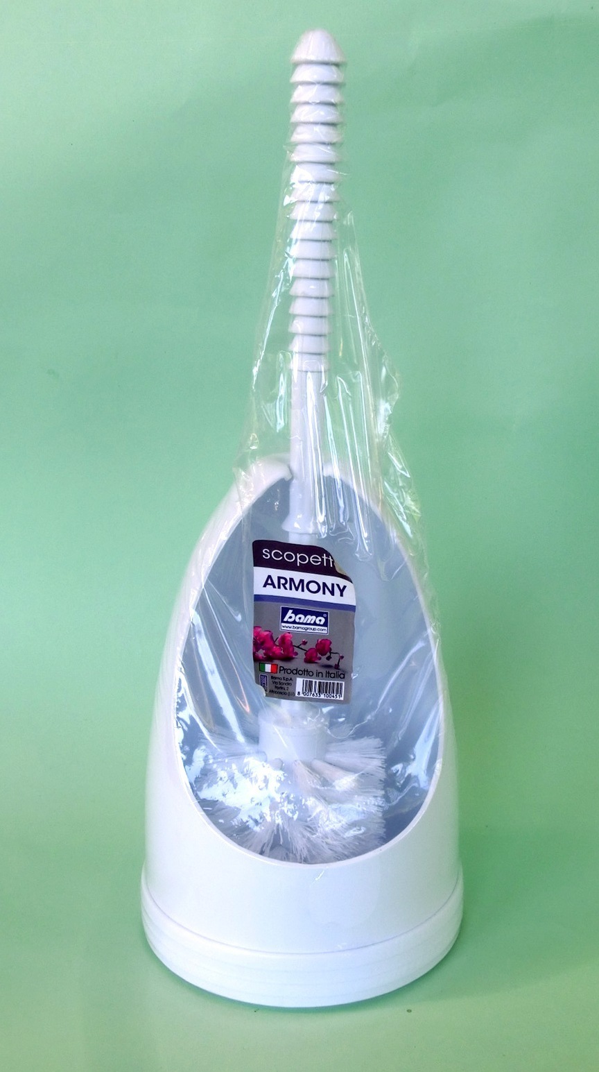 PORTA SCOPINO E SCOPINO PER BAGNO PLASTICA BIANCO WC WATER VASO MADE IN ITALY