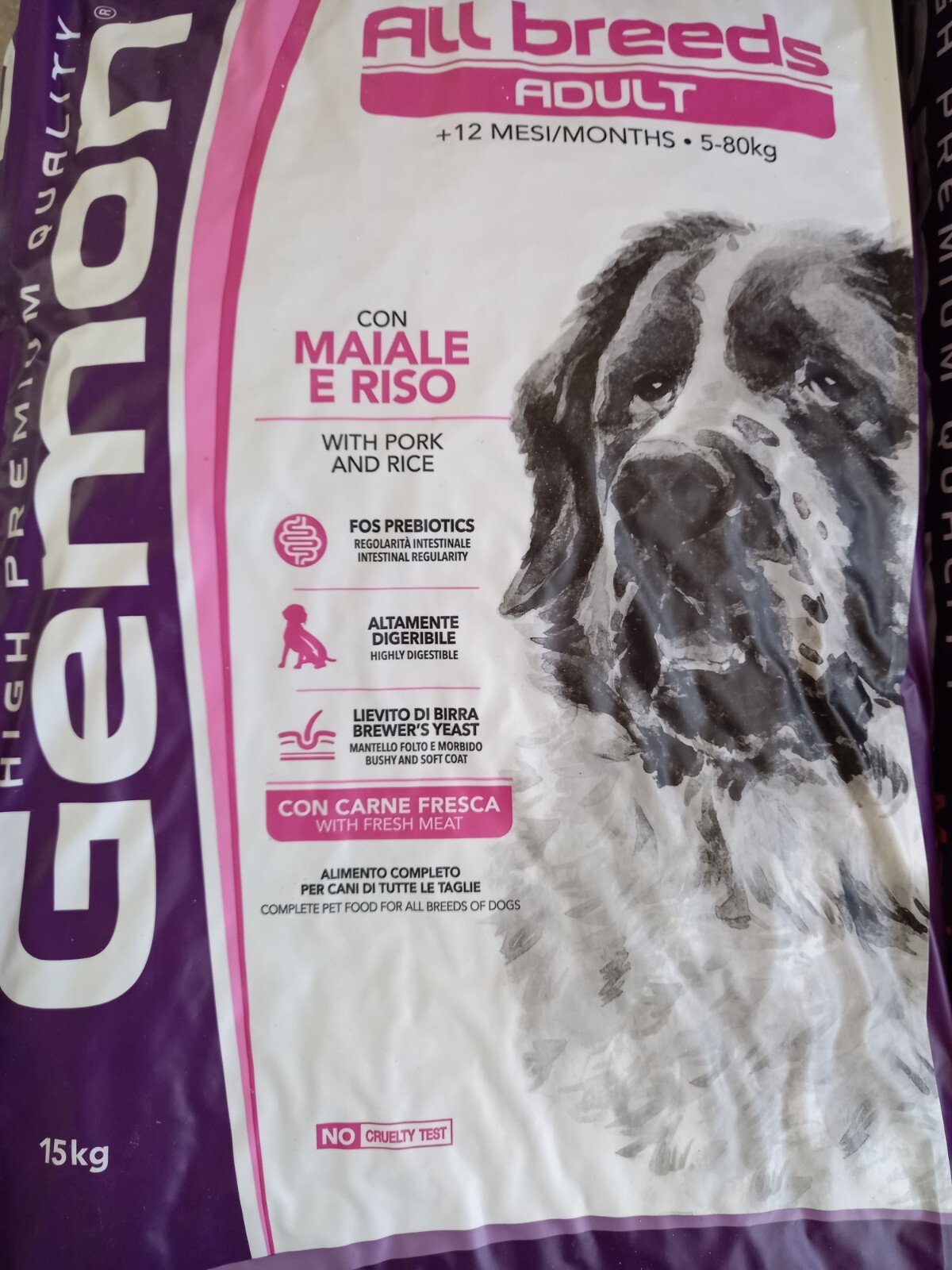 Gemon Monge Medium Adult Crocchette per cani Maiale Riso Sacco 15Kg