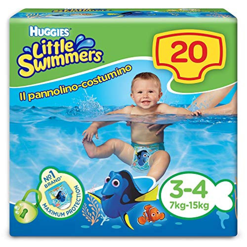 (TG. Taglia 3+ (5-11 kg)) Huggies Little Swimmers Pannolini, Taglia 3/4 (7-15 kg