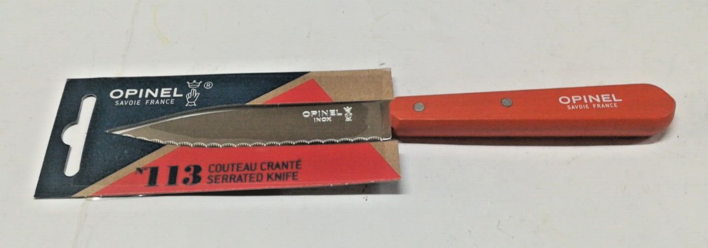 COLTELLO DA CUCINA OPINEL 113 crantè seghettato manico color mandarino