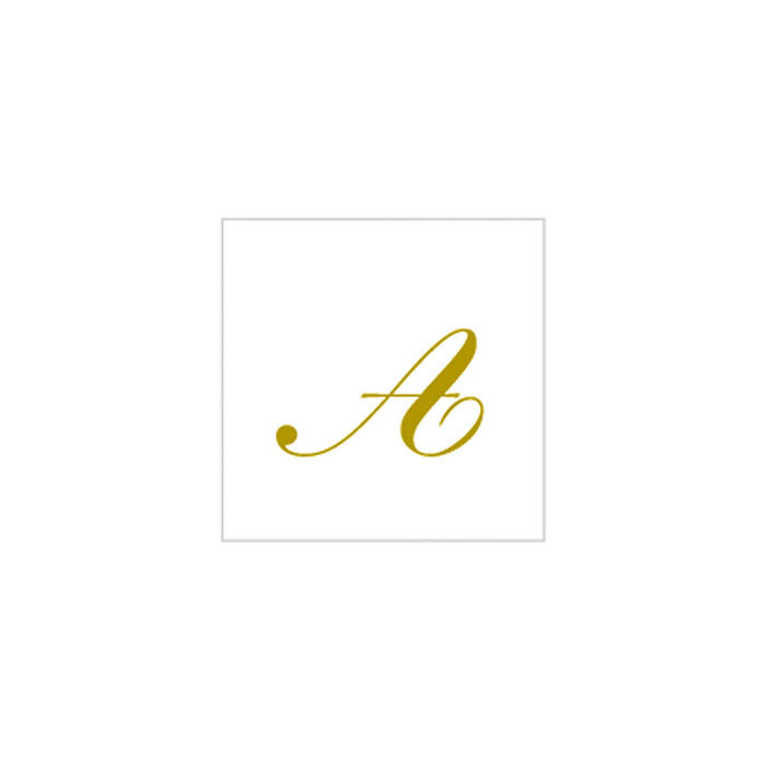 16 Tovaglioli in carta Bianchi con Lettera A oro LUCIDA - 25x25cm - 2 veli