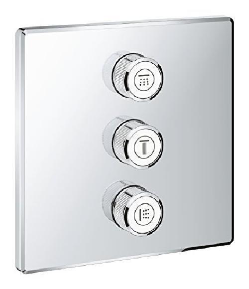Grohe 29127000 Parte Esterna per Rubinetto da Incasso Triplo, Cromo, Squadrato