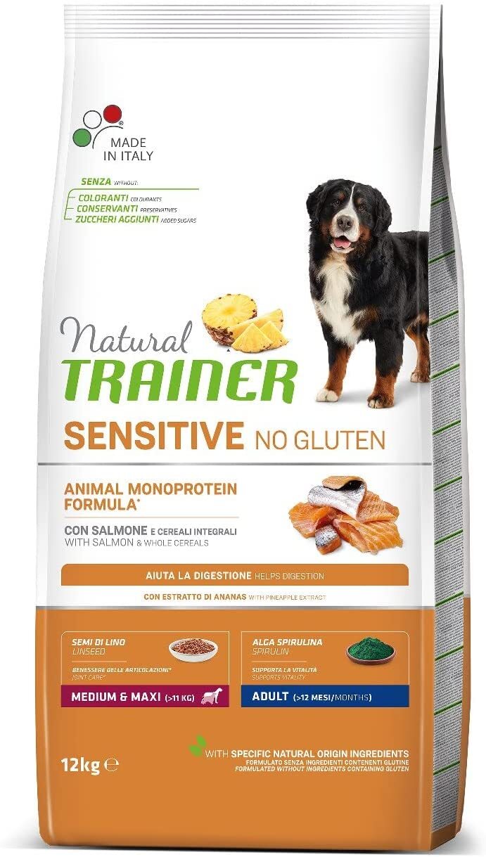 Crocchette per Cani Natural Trainer Sensitive Adult Medium-Maxi al Salmone 12KG
