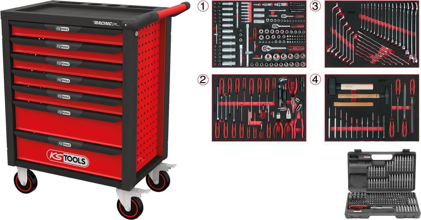Ks Tools 1481395 KS TOOLS RACINGline SCHWARZ/ROT Werkstattwagen mit 7 Schubladen
