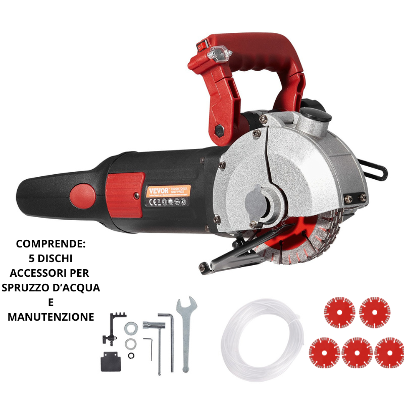 TRACCIATRICE SCANALATRICE A DISCO 8 DISCHI SCANALATORE MURO 2700W GUIDA LASER