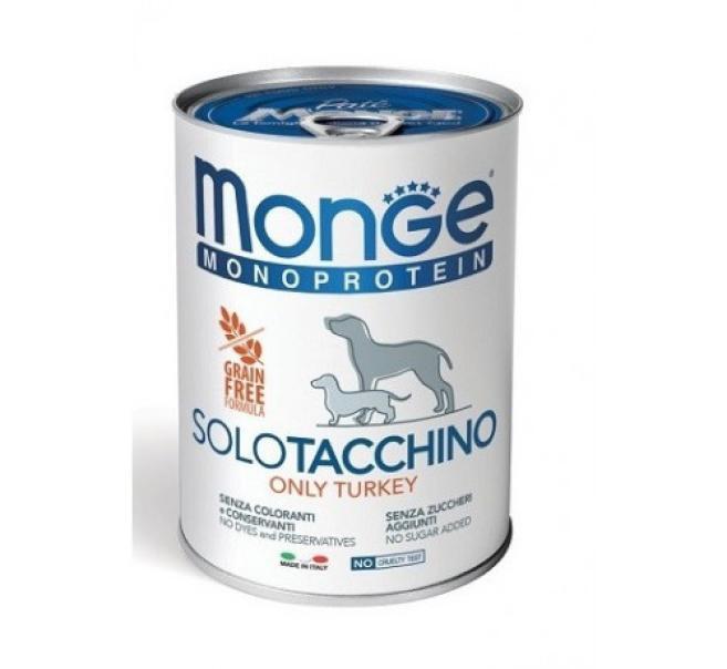 Patè cane monoproteico tacchino Monge 400gr 1 barattolo