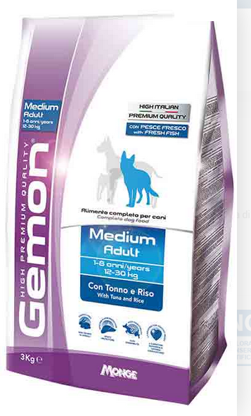 CROCCANTINI PER CANI KG. 3 MONGE GEMON DOG MEDIUM ADULT tonno e riso