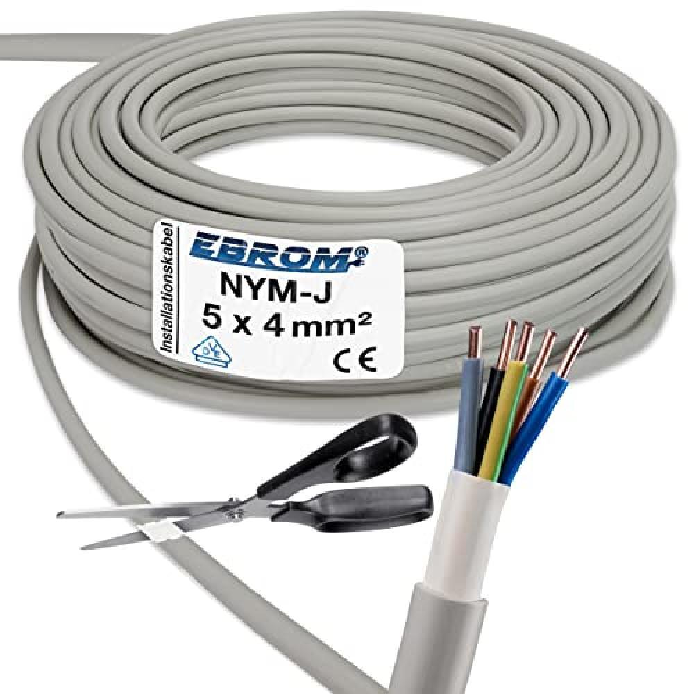 (TG. 10m) NYM-J 5 x 4 mm² - NYM-J 5 x 4 mm2 - Cavo di installazione - grigio -