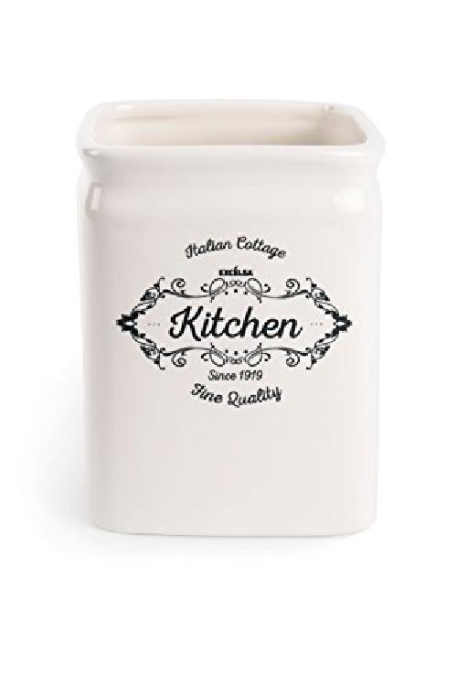 Excelsa Fine Quality Porta Utensili da Cucina, Ceramica, Bianco Avorio, Dimensio