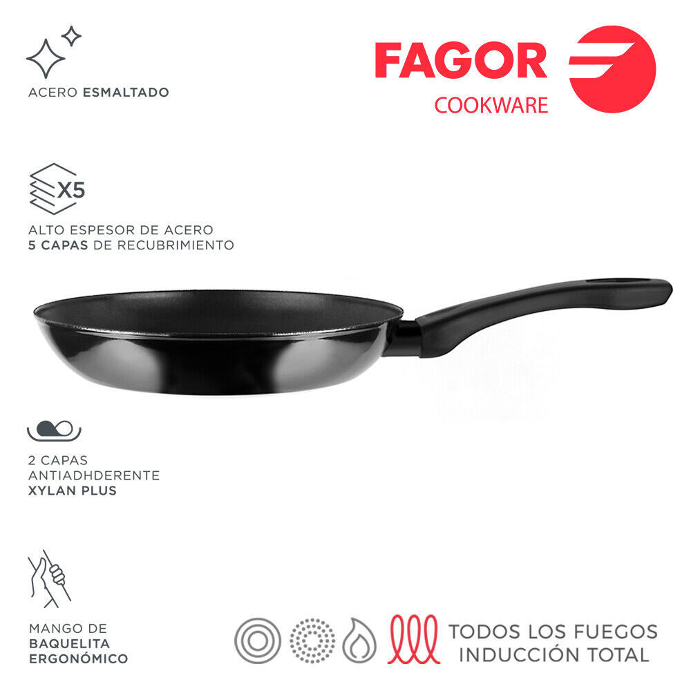E3/78576 Padella Indutherm Nera Acciaio Aisi 430 Fagor ¯ 20X4, 5Cm