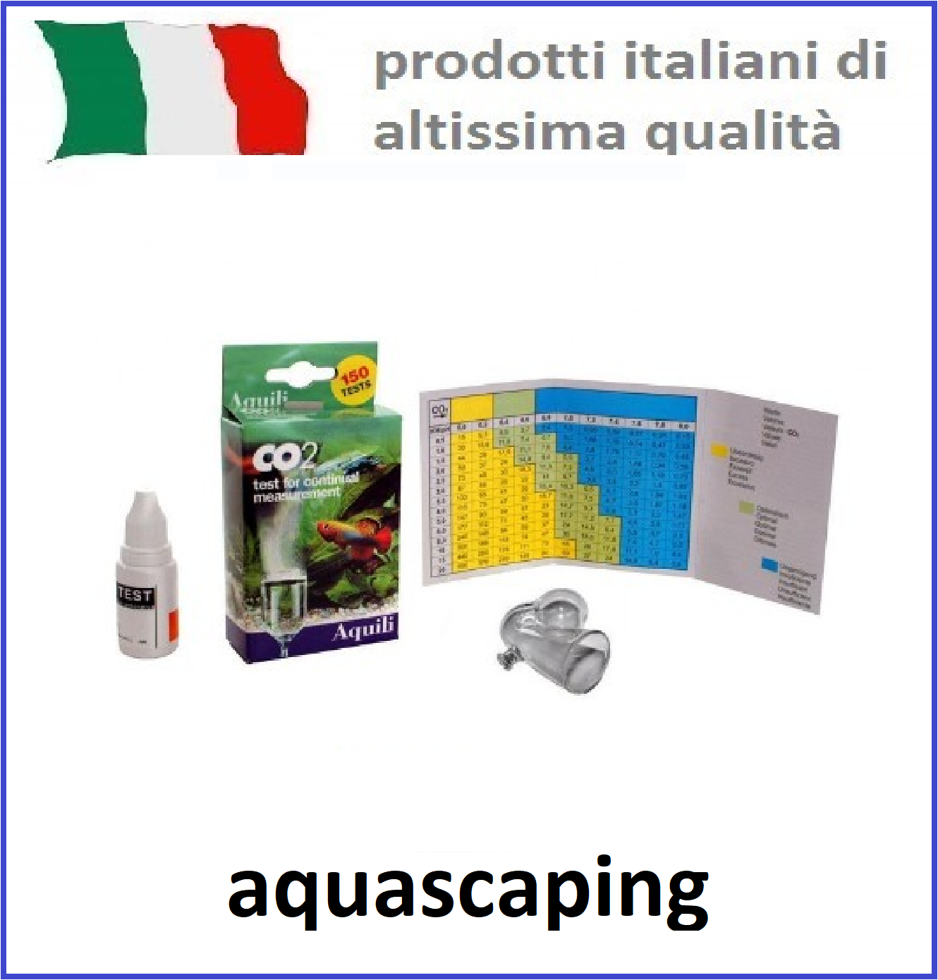 Test CO2 + reagente + ampollina in vetro soffiato - Marca AQUILI  - acquario