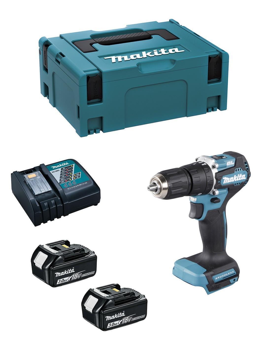 Trapano a Percussione MAKITA DHP487RFJ (2 x 3,0 Ah + DC18RC + MAKPAC 2)