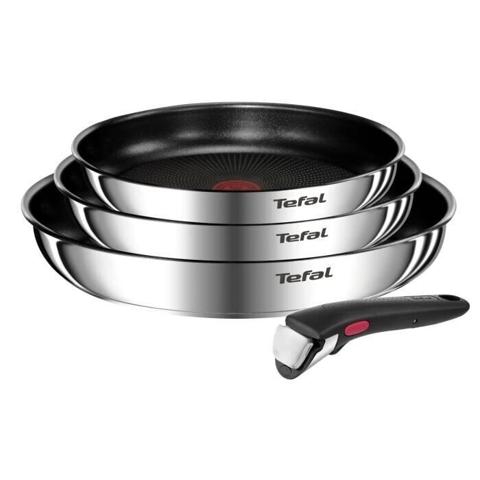 Tefal Set 3 Padelle Induzione Acciaio Inossidabile Ingenio Emotion L897S404 Ø