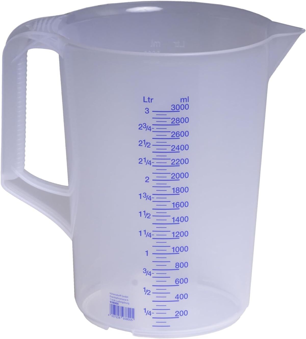Hünersdorff Caraffa Graduata da 3.000 ml, PP, 2 Scale 17,5 x x 23,8 cm