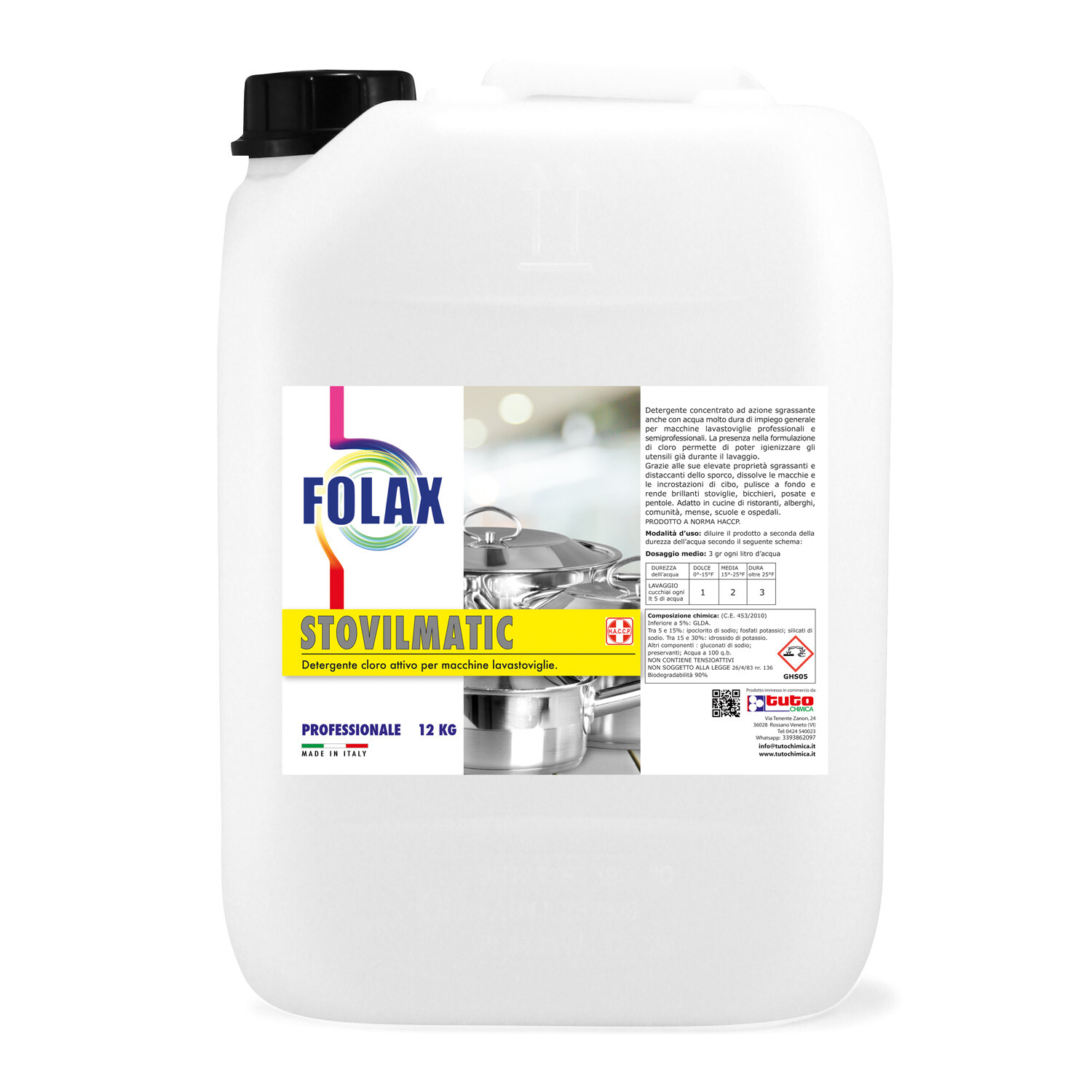 DETERSIVO LAVASTOVIGLIE PROFESSIONALE PER PENTOLE. FOLAX STOVILMATIC 6KG.