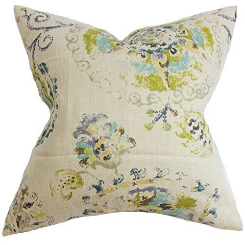 The Pillow Collection Riah Floral Cuscino, Multicolore