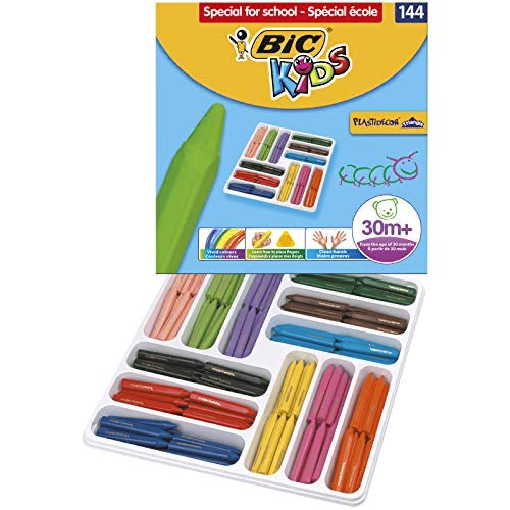 (TG. Class Pack x 144) Bic Plastidecor Pastelli Bambini, 144 Pezzi - NUOVO
