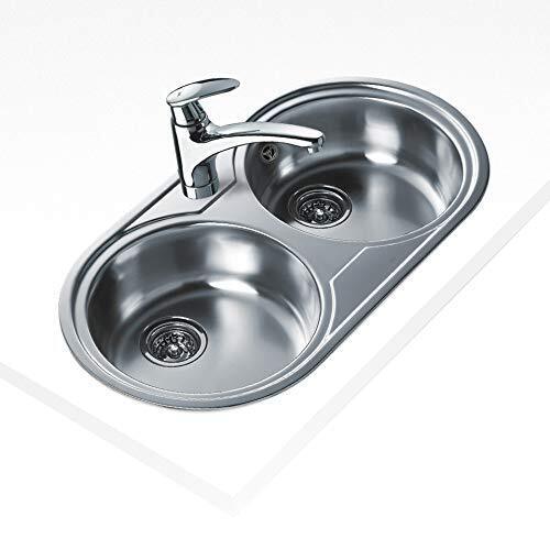 FREGADERO DR-80 2C 1Ø Fregadero inox 2 cubetas redondas, 140mm, Øgrifo, Mueble 8