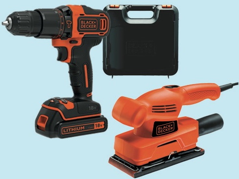 KIT UTENSILI ELETTRICI TRAPANO A BATTERIA E LEVIGATRICE ORBITALE BLACK & DECKER