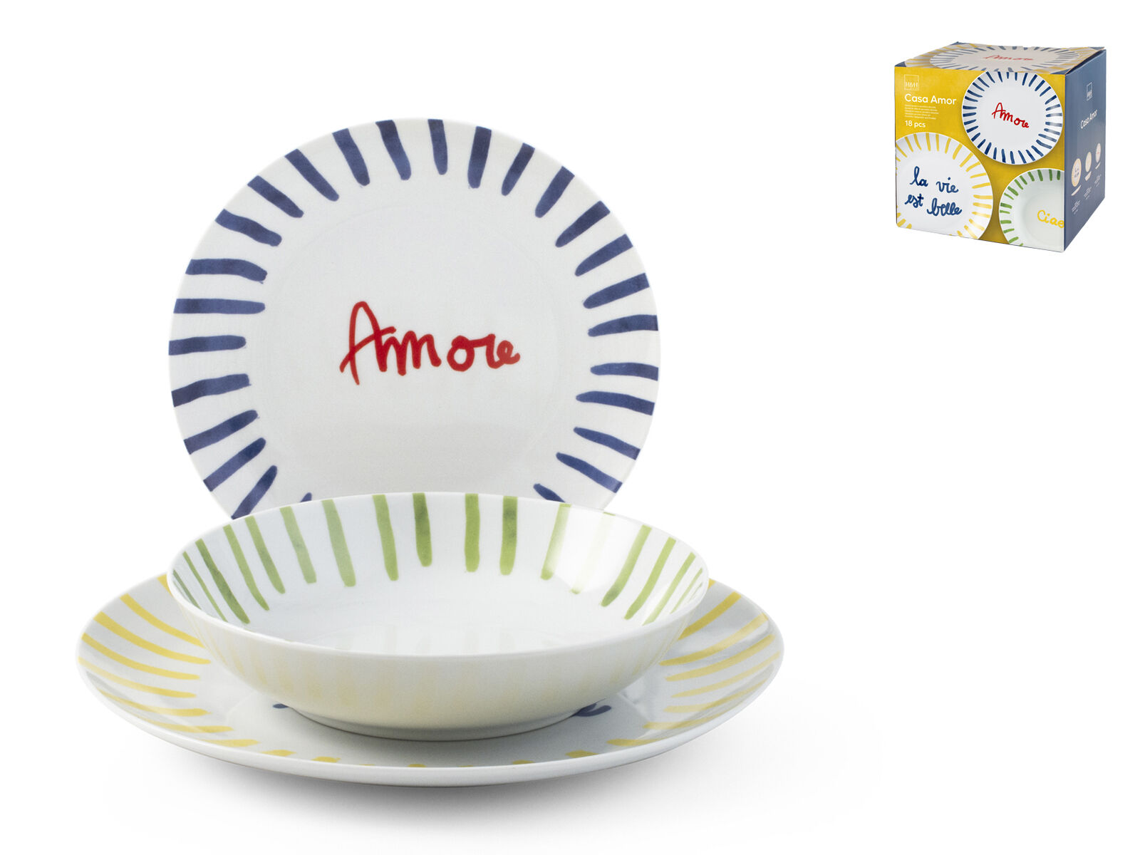 H&H Servizio Tavola 18 Pezzi Casa Amor